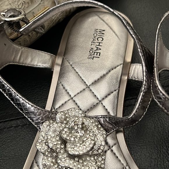 MICHAEL Michael Kors Lucia Crystal Embellished Leather Thong Sandals - Picture 4 of 11